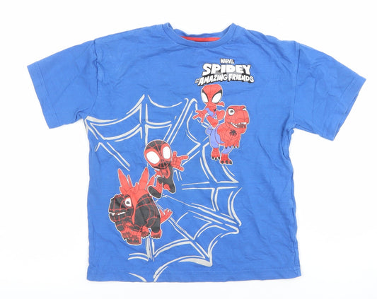 Boys UK Size 7 Years Marvel Blue Basic T-Shirt