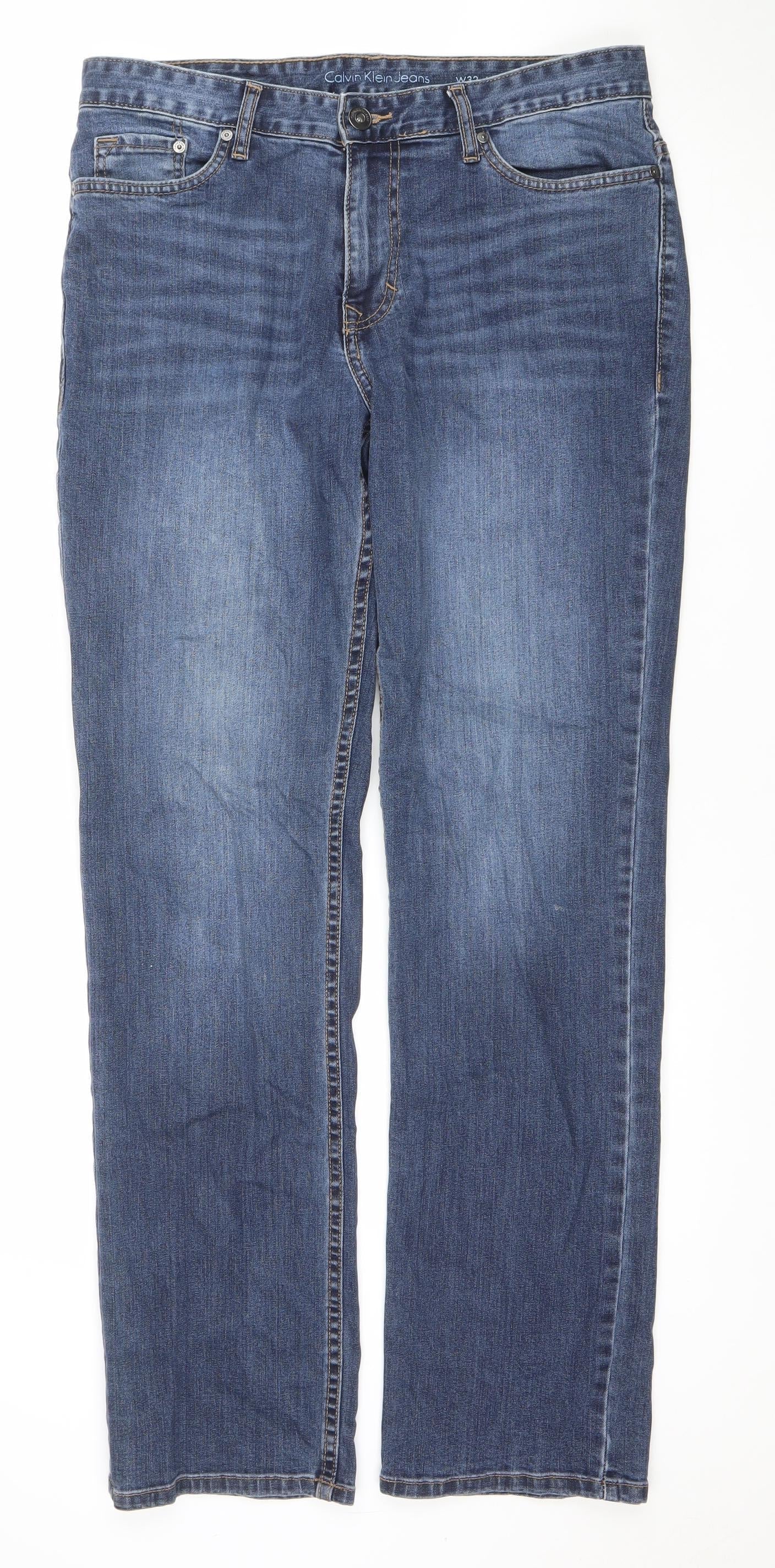 Mens UK Size M Calvin Klein Regular Fit Straight Blue Jeans