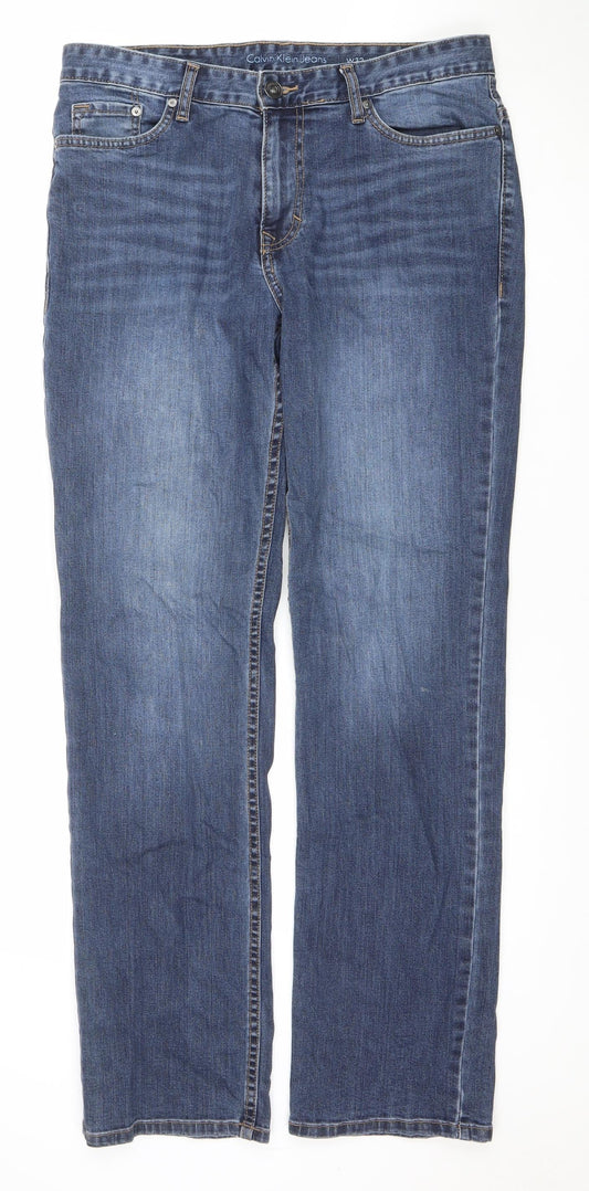Mens UK Size M Calvin Klein Regular Fit Straight Blue Jeans