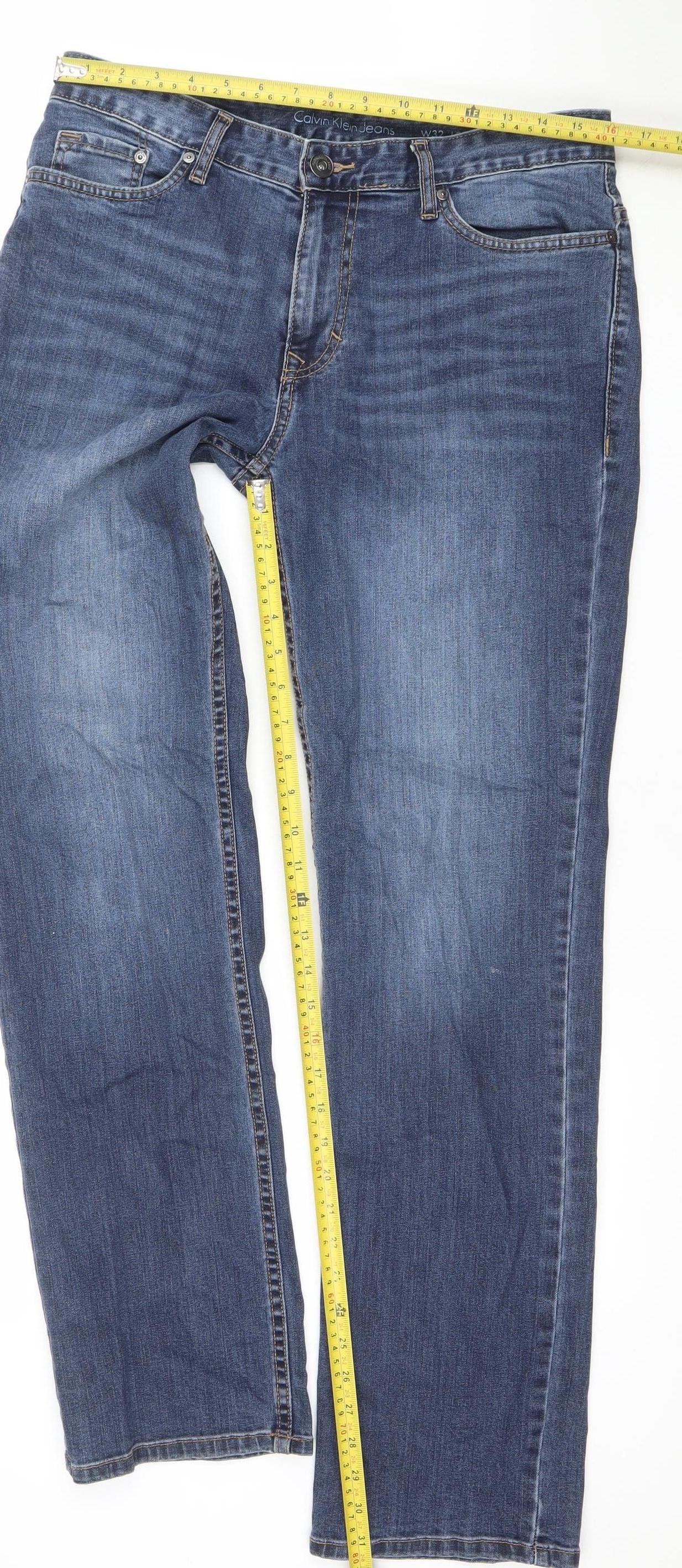 Mens UK Size M Calvin Klein Regular Fit Straight Blue Jeans