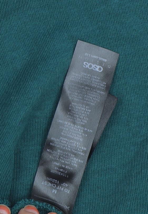 Mens UK Size M ASOS Green Henley Sweatshirt