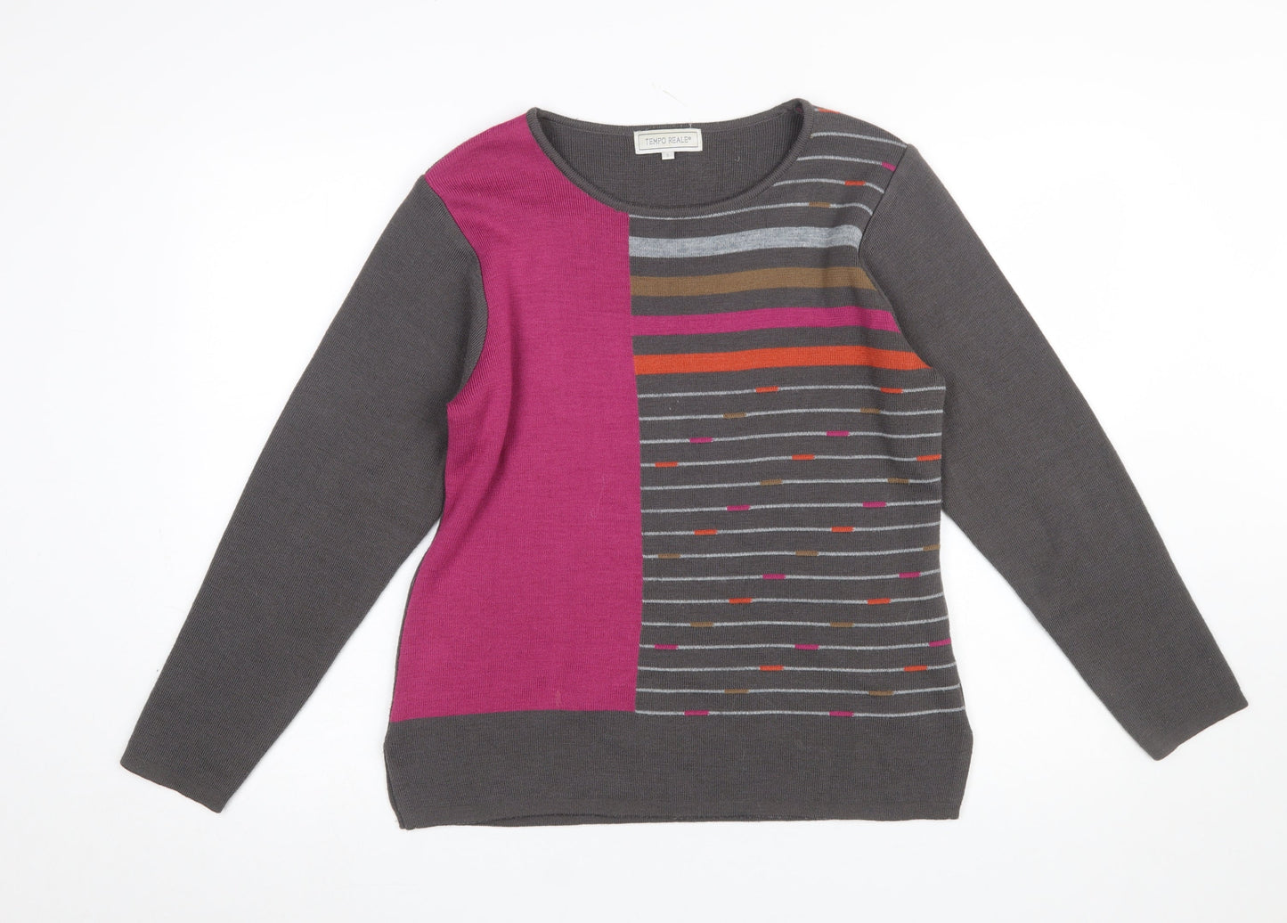 Womens UK Size 12 Tempo Reale Grey Pullover Jumper