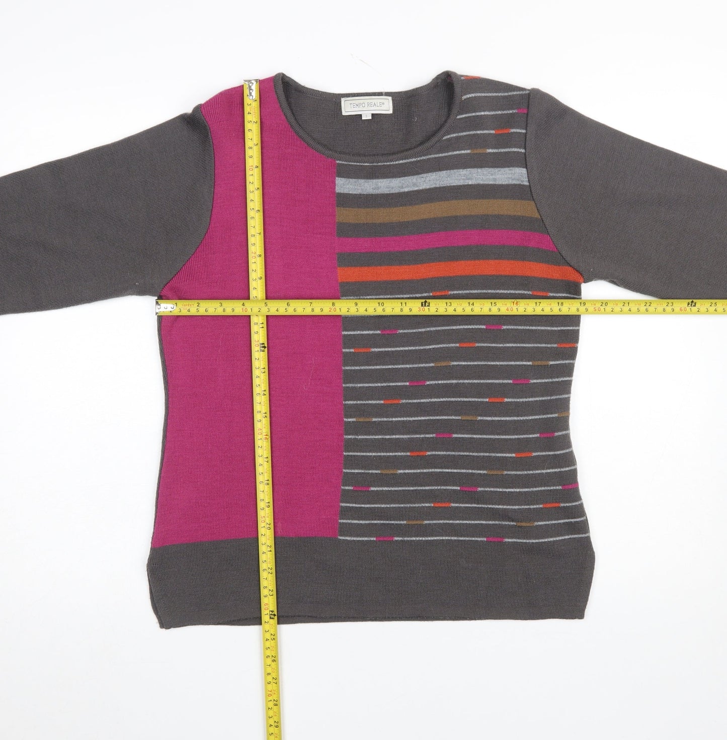 Womens UK Size 12 Tempo Reale Grey Pullover Jumper