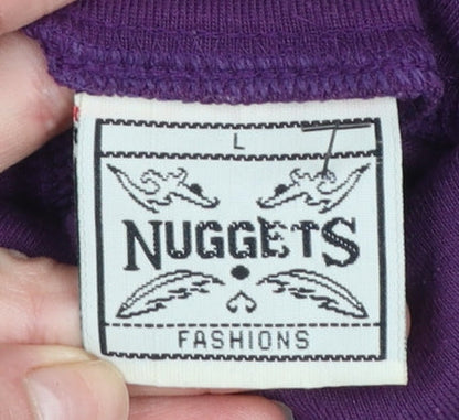 Womens UK Size L Nuggets Fashions Purple Basic T-Shirt
