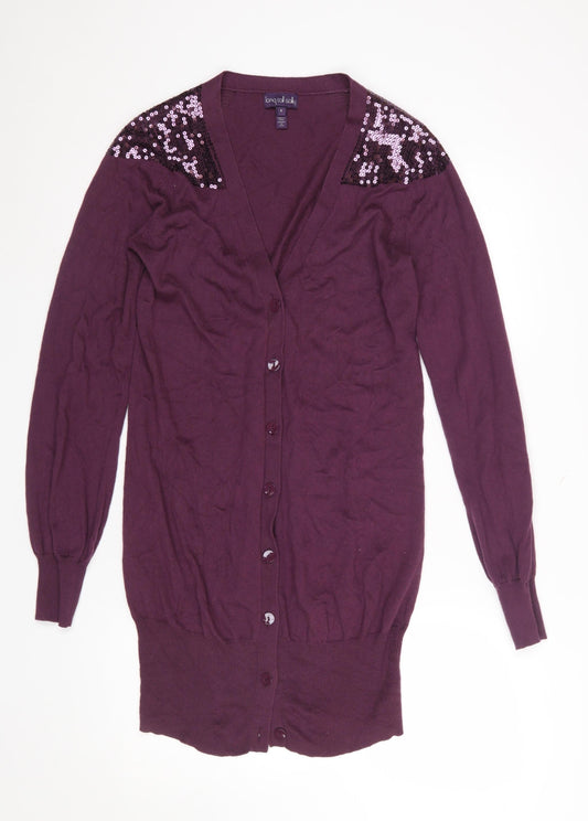 Womens UK Size S Long Tall Sally Purple Cardigan Jumper