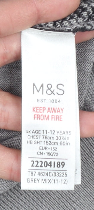 Boys UK Size 11-12 Years Marks and Spencer Grey Pullover Jumper