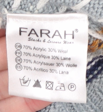 Mens UK Size L Farah Grey Cardigan Jumper