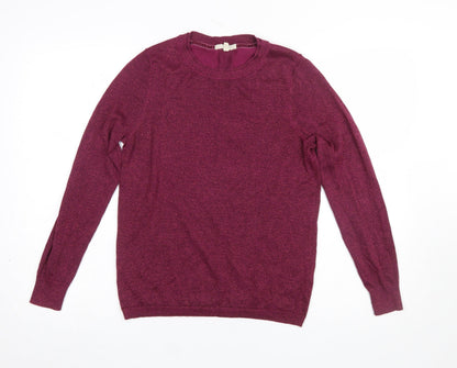 White Stuff Womens Purple Knit Crew Neck Jumper Size 10