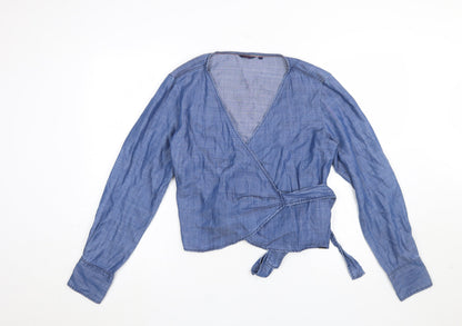 Womens UK Size L Salsa Blue Wrap Blouse
