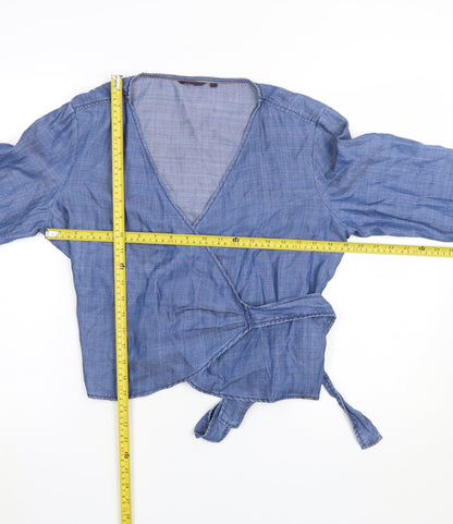 Womens UK Size L Salsa Blue Wrap Blouse