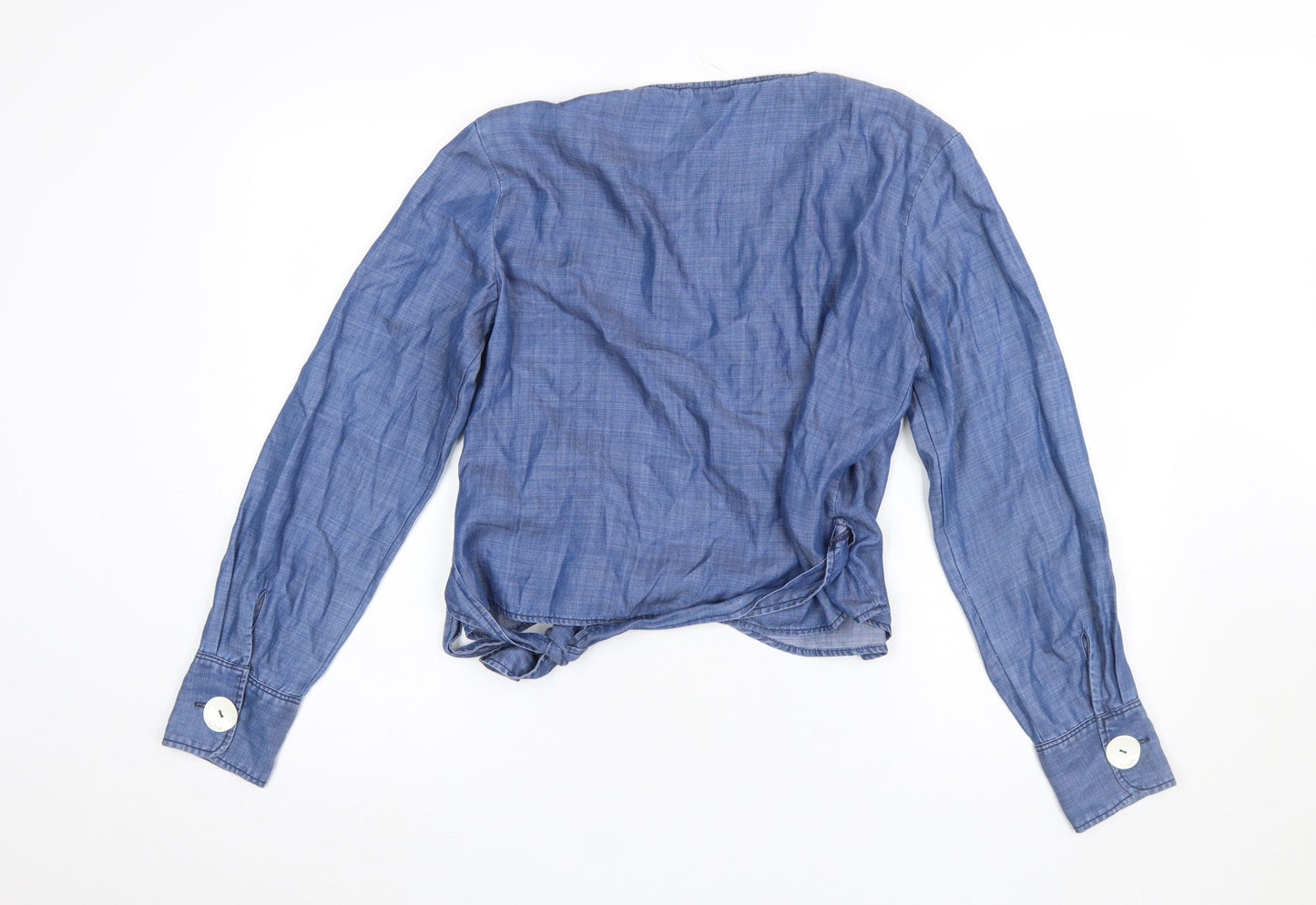 Womens UK Size L Salsa Blue Wrap Blouse