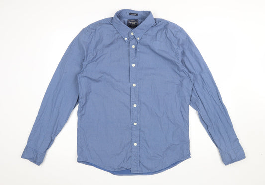 Abercrombie & Fitch Men's Blue Slim Fit Button-Down Long Sleeve Shirt Size L