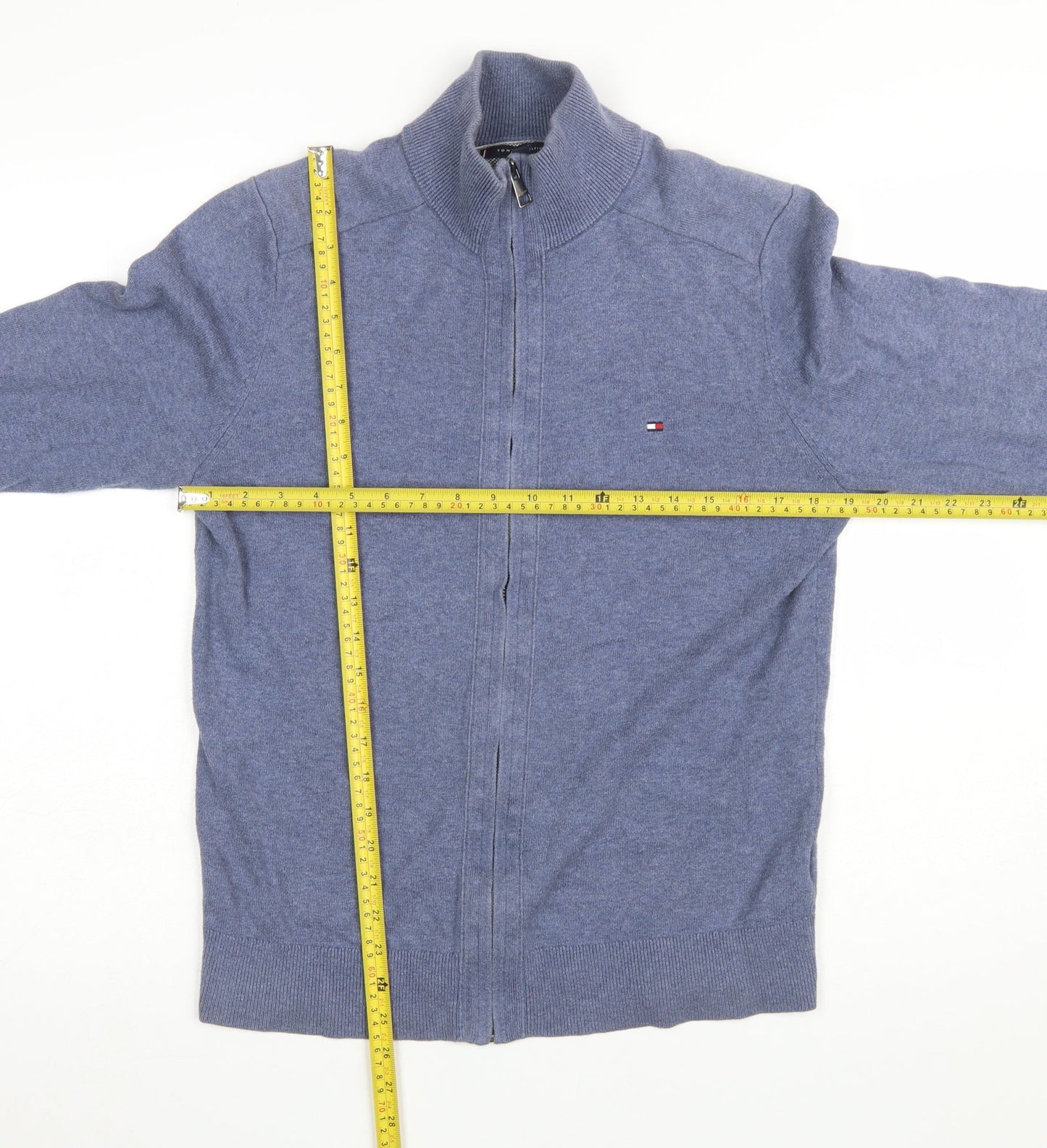 Mens UK Size S Tommy Hilfiger Blue Full Zip Jumper