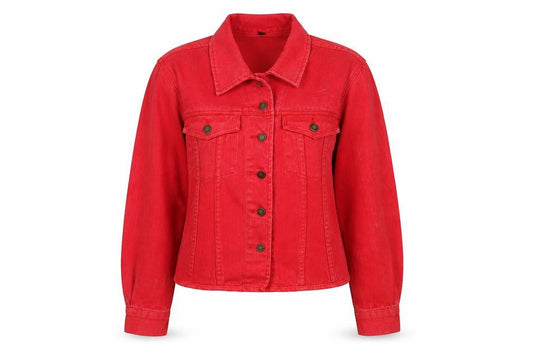 St. Bernard Women's Red Cotton Basic Denim Jacket Size 10