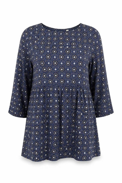 Womens UK Size 12 Fat Face Blue Tunic Blouse