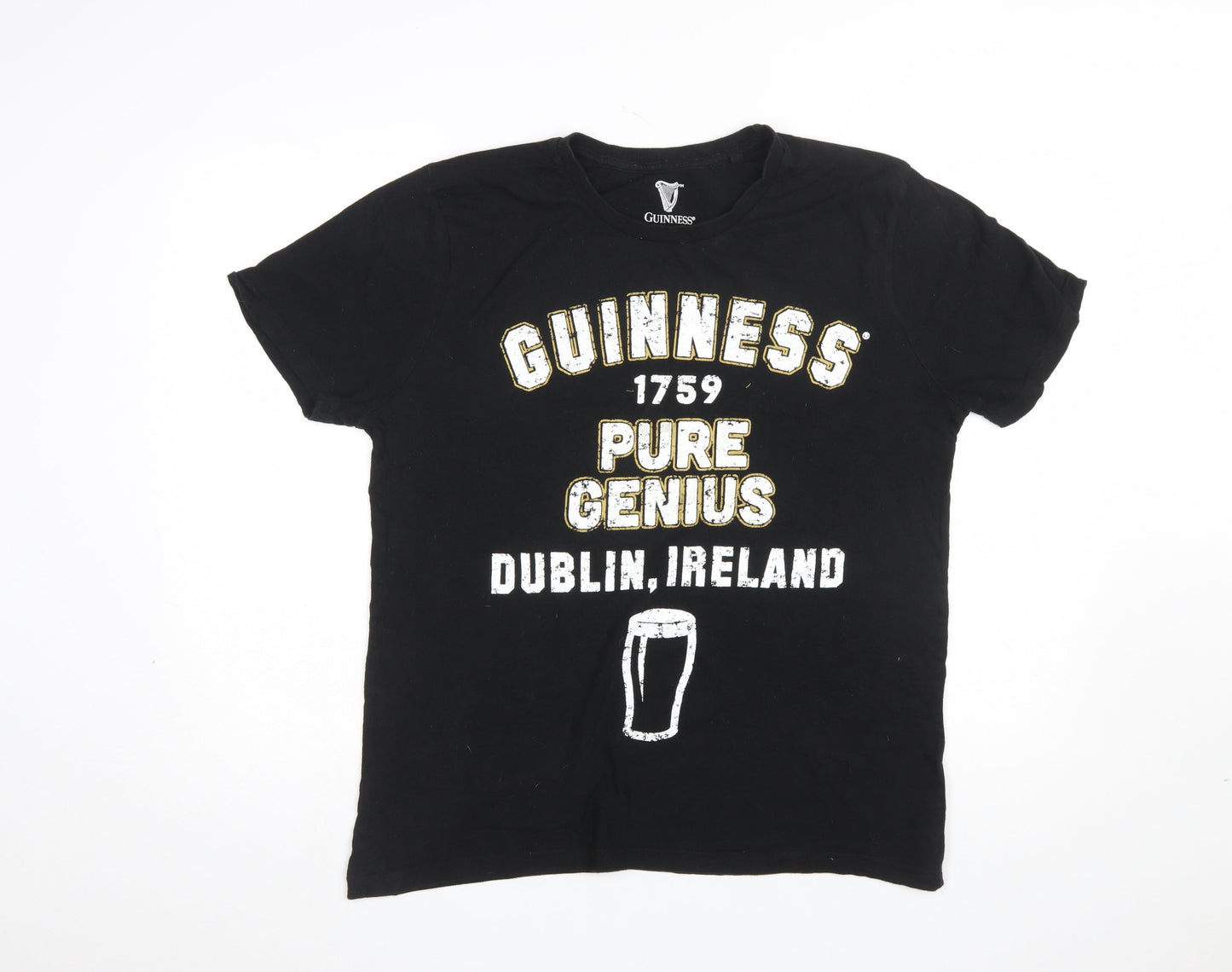 Mens UK Size L Guinness Black  T-Shirt