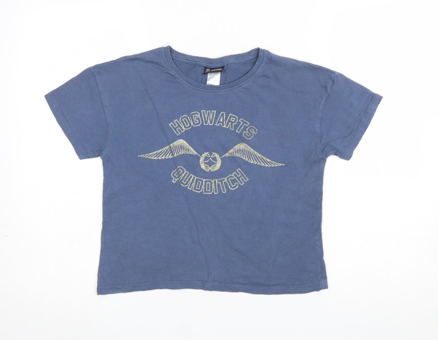 Womens UK Size 12 Harry Potter Blue Cropped T-Shirt