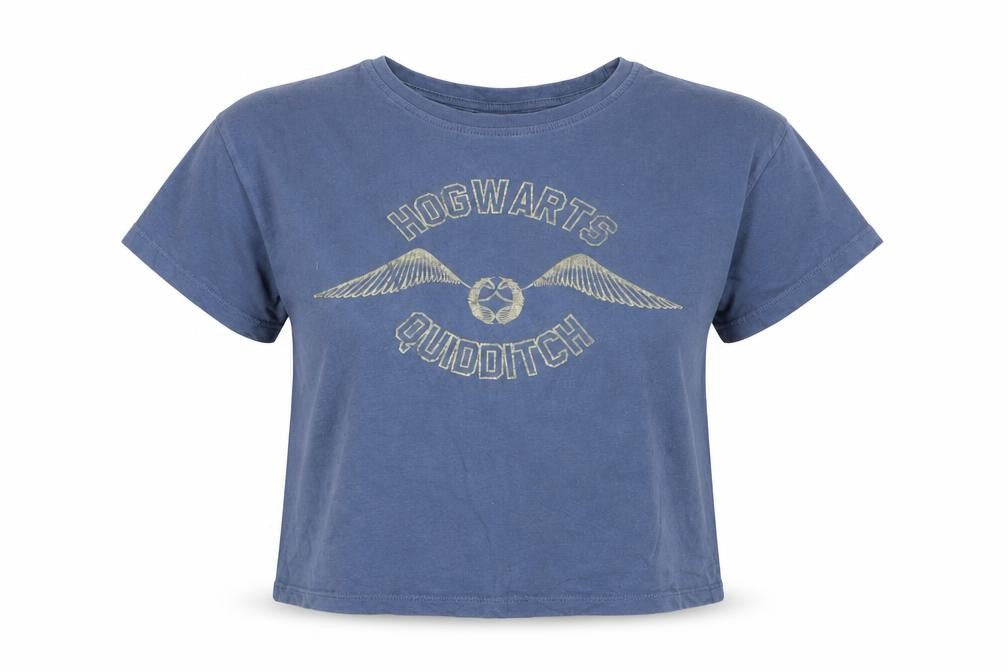 Womens UK Size 12 Harry Potter Blue Cropped T-Shirt