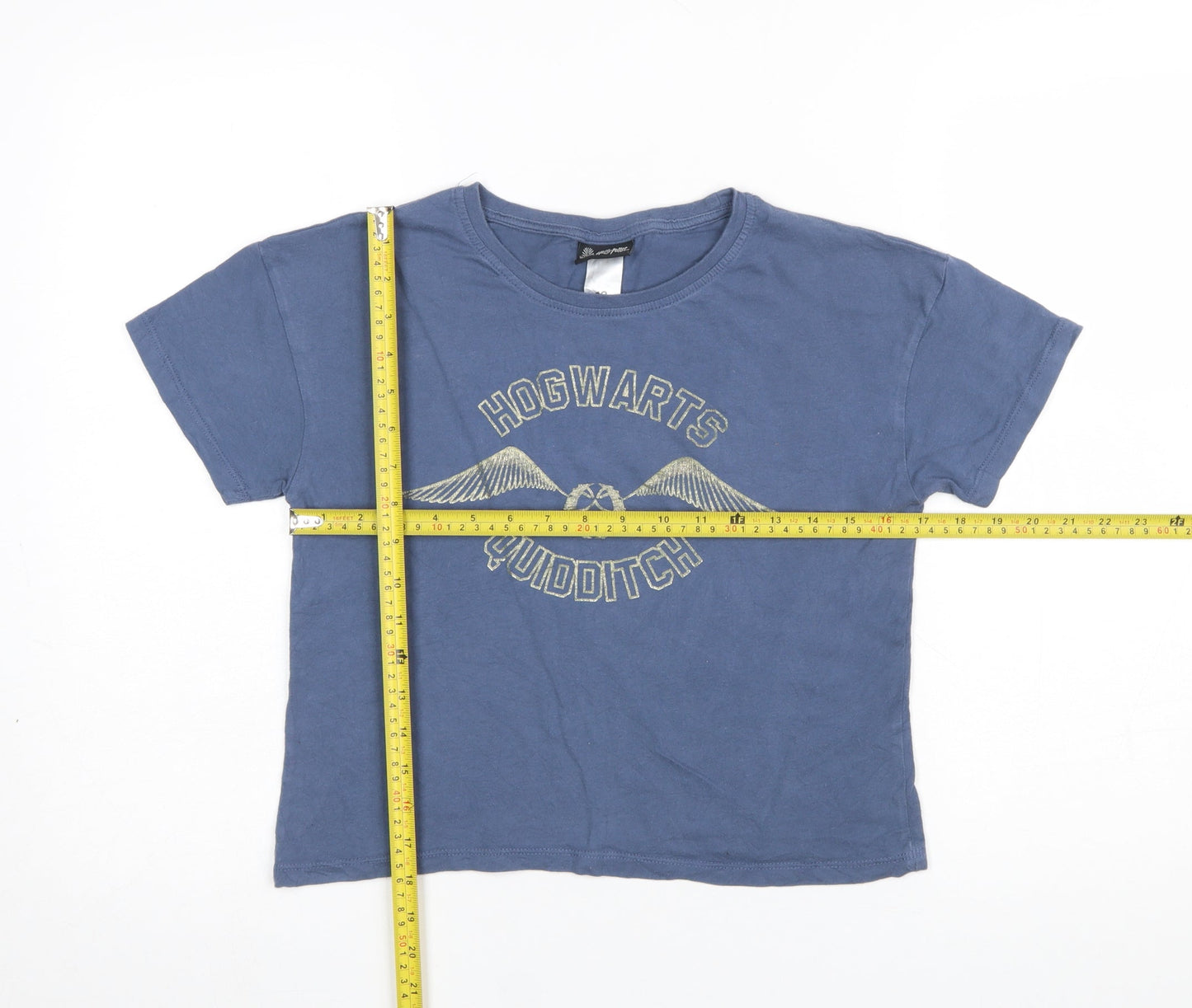 Womens UK Size 12 Harry Potter Blue Cropped T-Shirt