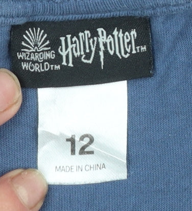 Womens UK Size 12 Harry Potter Blue Cropped T-Shirt