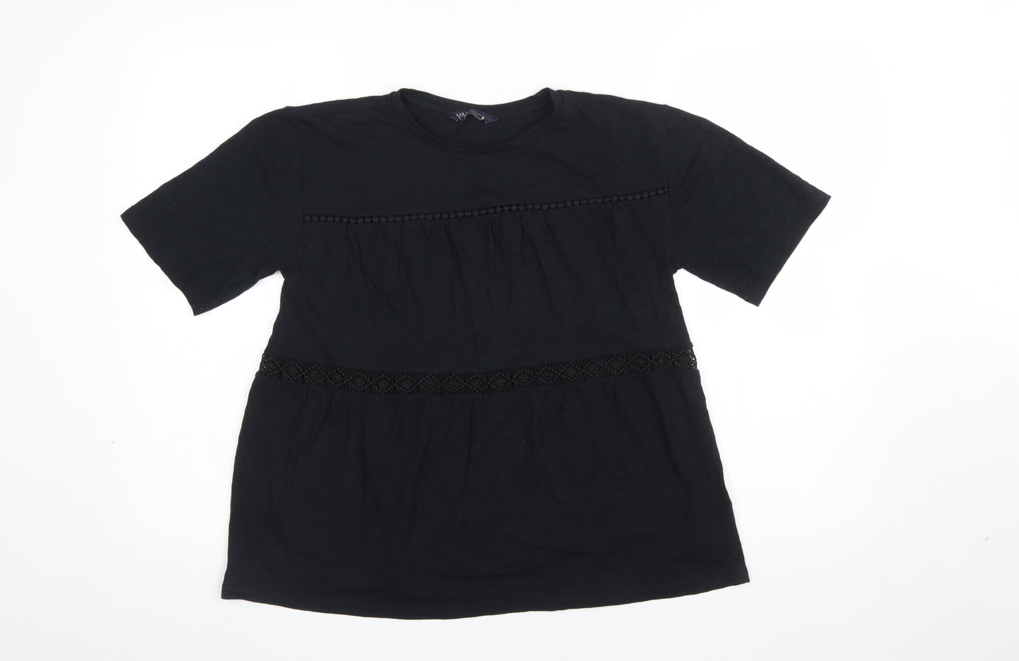 Womens UK Size 10 Marks and Spencer Black Basic T-Shirt