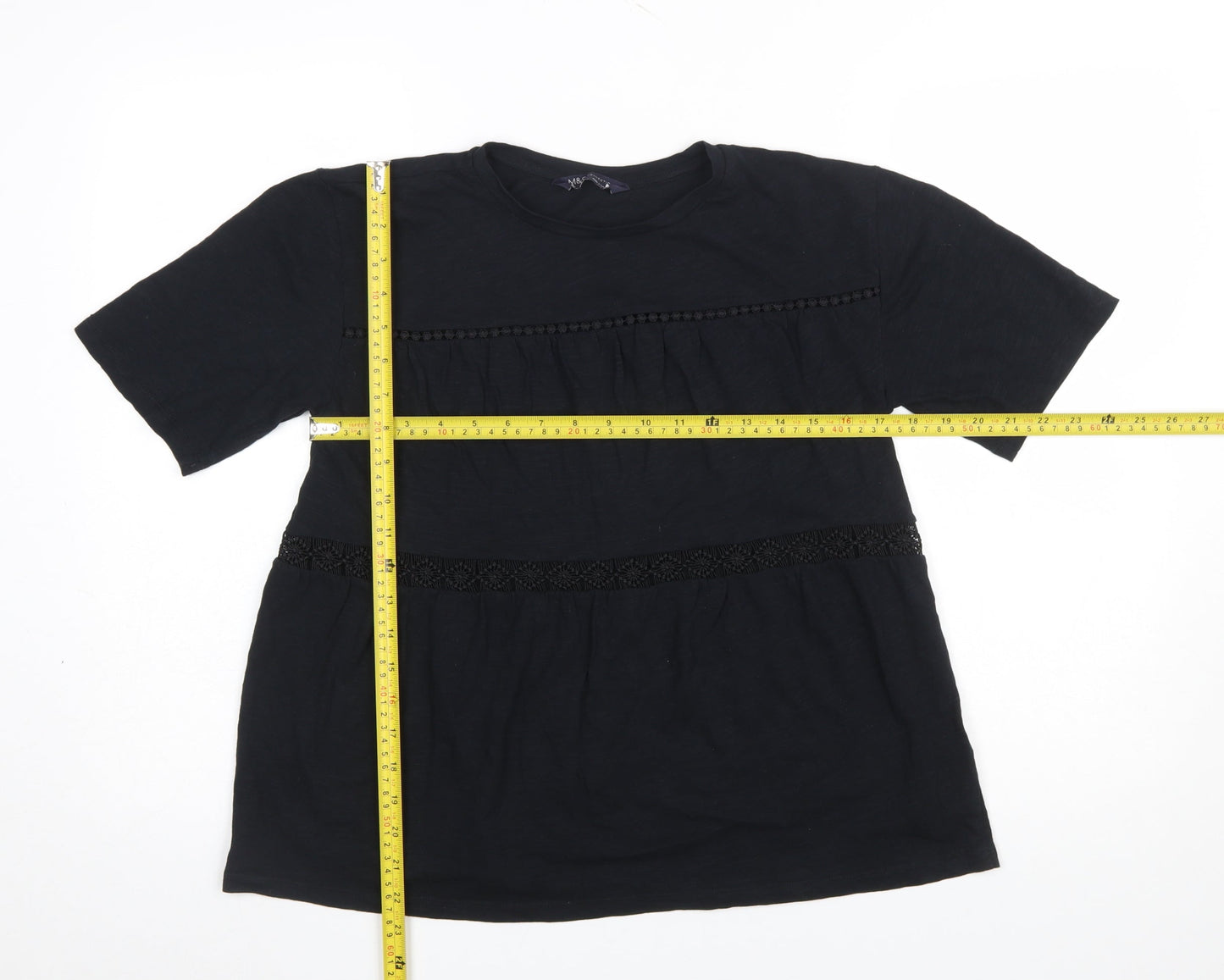 Womens UK Size 10 Marks and Spencer Black Basic T-Shirt
