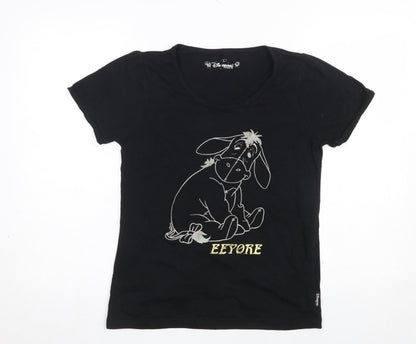 Girls UK Size L Disneyland Paris Black Graphic Print T-Shirt