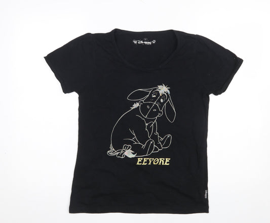 Girls UK Size L Disneyland Paris Black Graphic Print T-Shirt