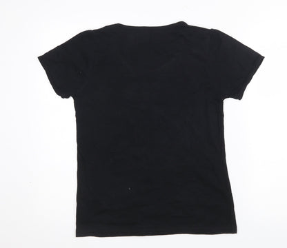 Girls UK Size L Disneyland Paris Black Graphic Print T-Shirt