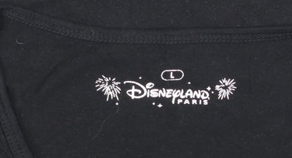 Girls UK Size L Disneyland Paris Black Graphic Print T-Shirt