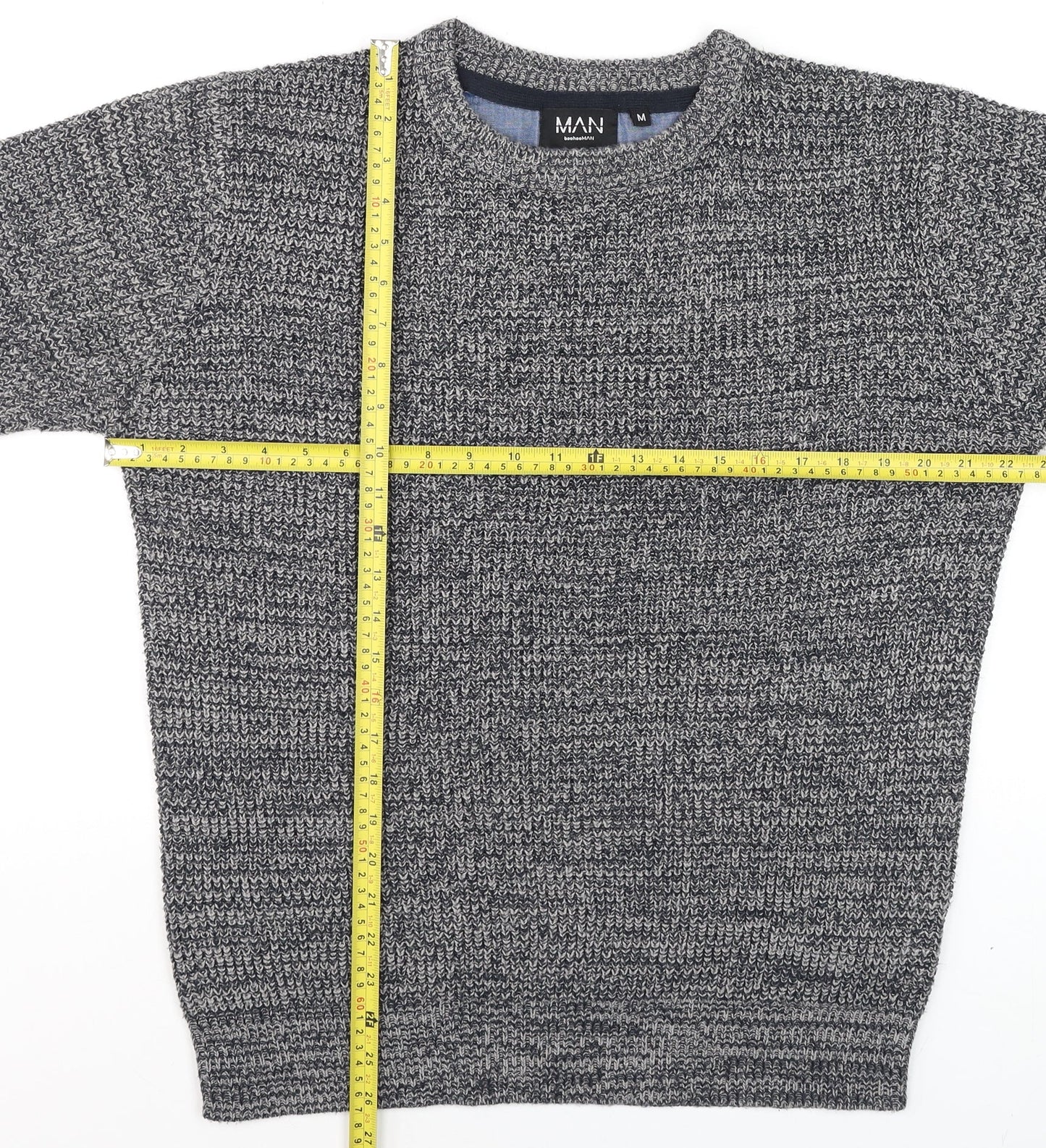 Mens UK Size M BoohooMAN Grey Pullover Jumper
