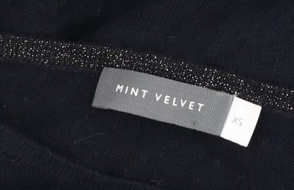 Womens UK Size XS Mint Velvet Black Jersey T-Shirt