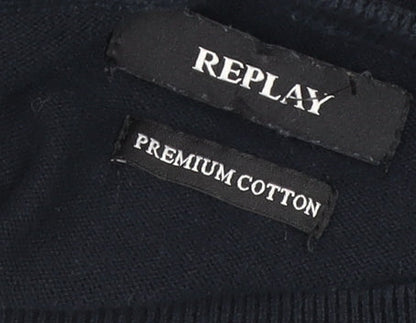 Mens UK Size XL Replay Blue Pullover Jumper