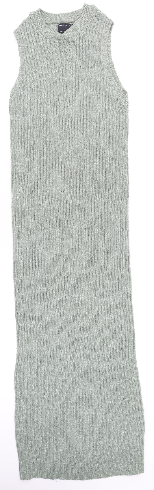 ASOS DESIGN Women’s Green Sleeveless Rib Knit Bodycon Midi Dress UK 8-10