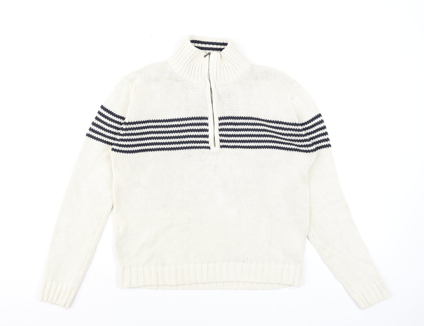 Womens UK Size 10 Dorothy Perkins Ivory Half Zip Jumper