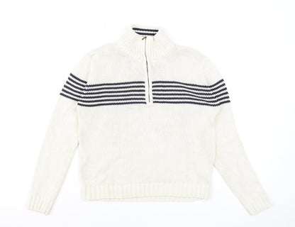 Womens UK Size 10 Dorothy Perkins Ivory Half Zip Jumper