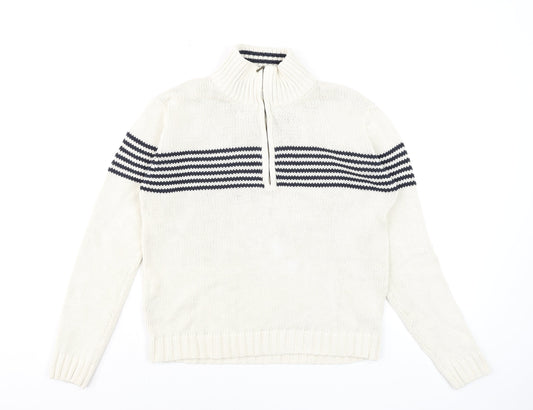 Womens UK Size 10 Dorothy Perkins Ivory Half Zip Jumper