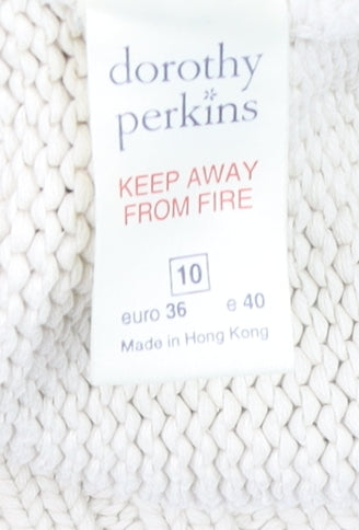 Womens UK Size 10 Dorothy Perkins Ivory Half Zip Jumper