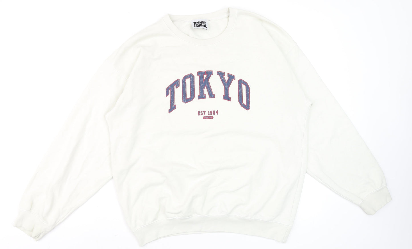 Womens UK Size 10 Reclaimed Vintage White Pullover Sweatshirt