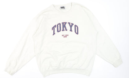 Womens UK Size 10 Reclaimed Vintage White Pullover Sweatshirt