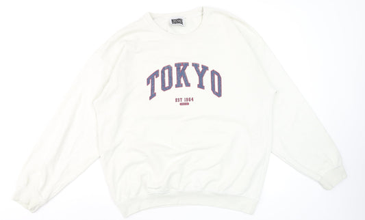 Womens UK Size 10 Reclaimed Vintage White Pullover Sweatshirt