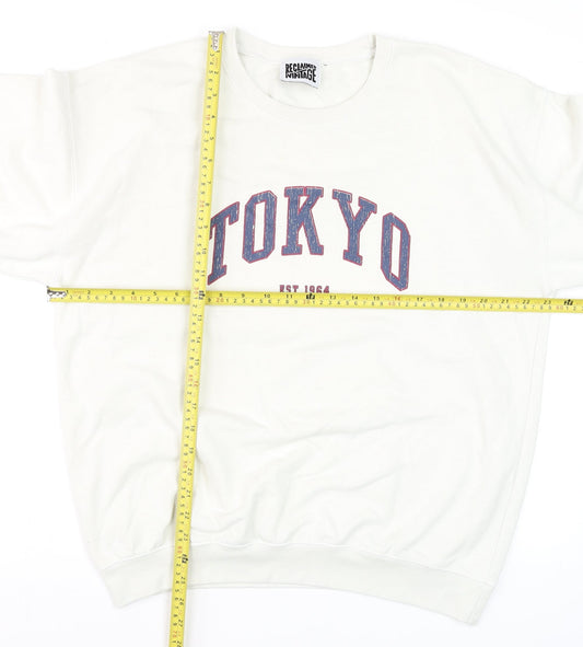 Womens UK Size 10 Reclaimed Vintage White Pullover Sweatshirt