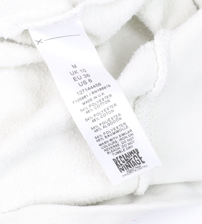 Womens UK Size 10 Reclaimed Vintage White Pullover Sweatshirt