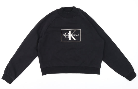 Womens UK Size S Calvin Klein Jeans Black Pullover Sweatshirt
