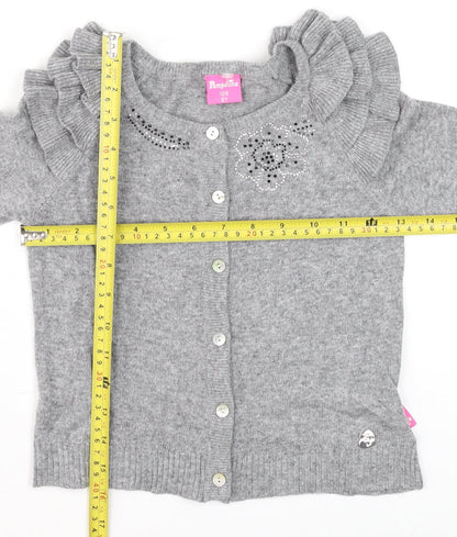 Girls UK Size 8 Years Pampolina Grey Cardigan Jumper