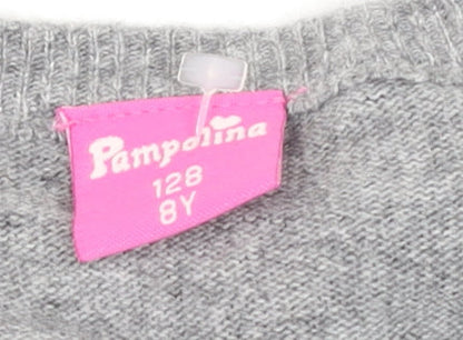 Girls UK Size 8 Years Pampolina Grey Cardigan Jumper