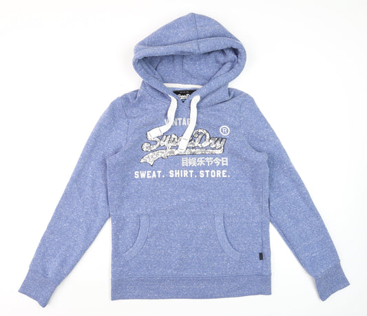 Womens UK Size 12 Superdry Blue Pullover Hoodie
