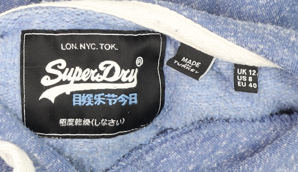 Womens UK Size 12 Superdry Blue Pullover Hoodie