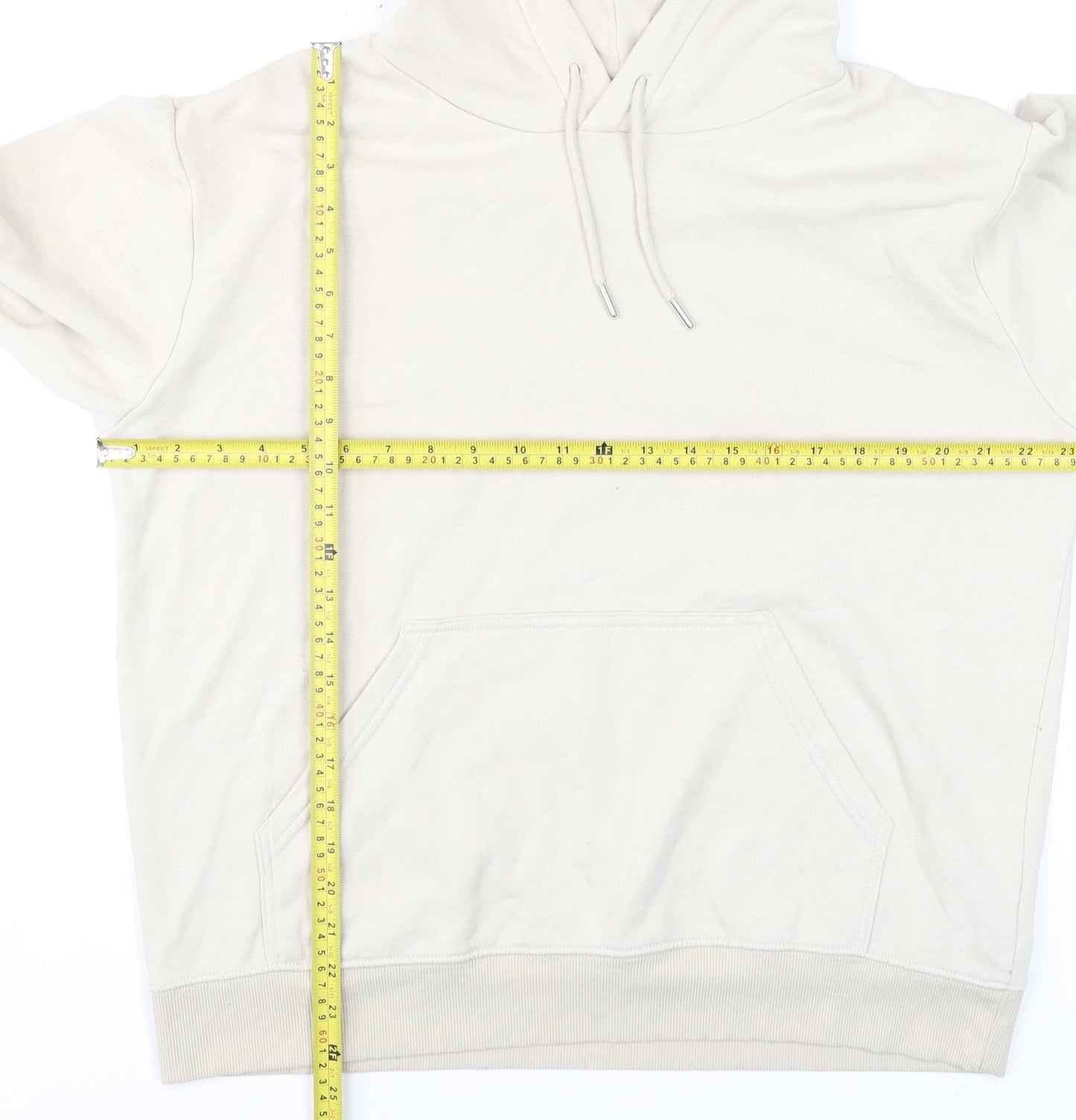 Mens UK Size M H&M Beige Pullover Hoodie
