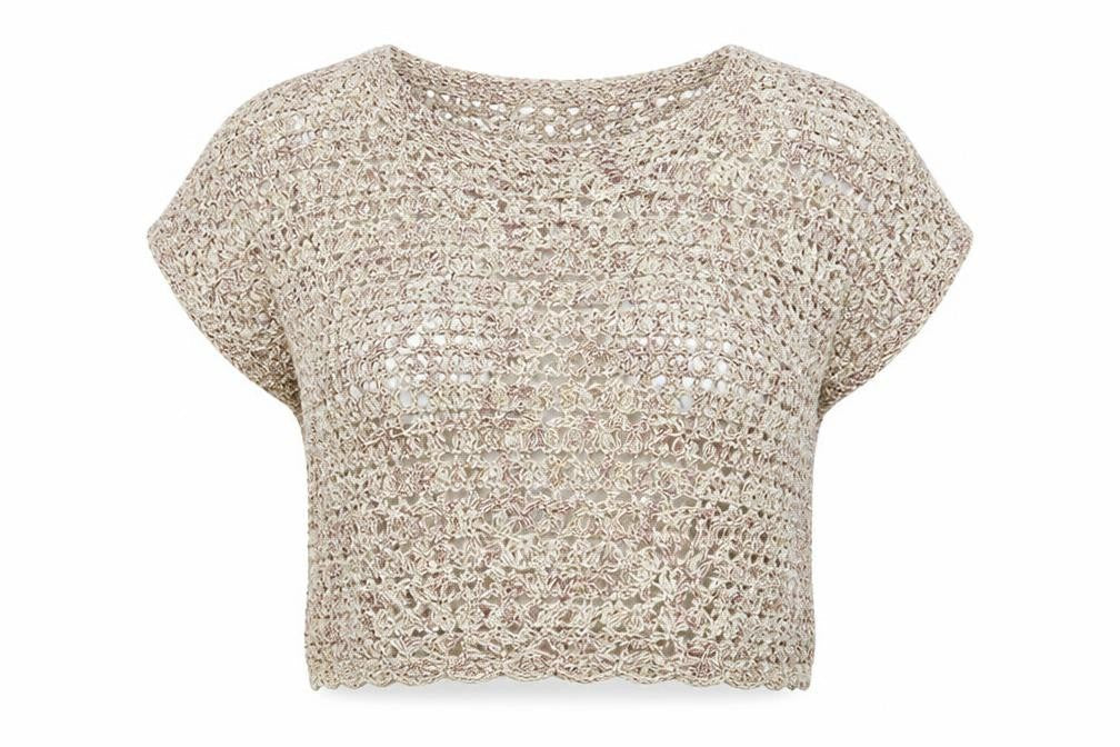 Womens UK Size 14 Berkertex Beige Cropped Blouse